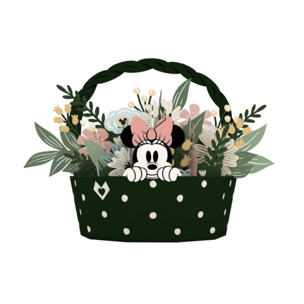 NEW Lovepop Disney Minnie Flower Basket Decoration Greeting Card Unique 3D Popup